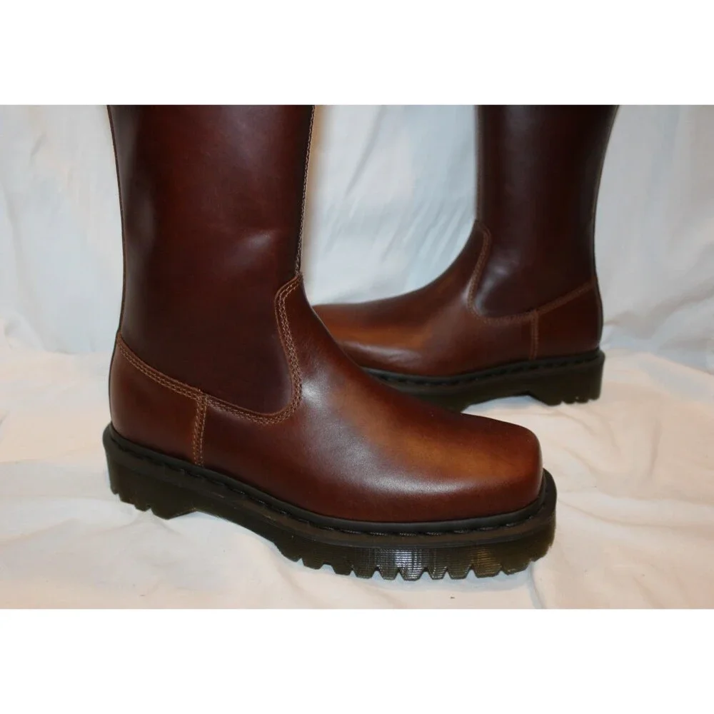 Dr. Martens Women's Amaayah Hi Orleans Tall Riding Boots Butterscotch Brown 7